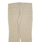 CARHARTT Mens Relaxed Beige Cotton Blend Zip Trousers W40 L32 Workwear Casual