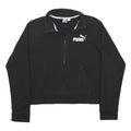 PUMA Womens Black Half Zip Sweatshirt M Cotton Blend Casual Sportswear
