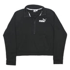 PUMA Womens Black Half Zip Sweatshirt M Cotton Blend Casual Sportswear