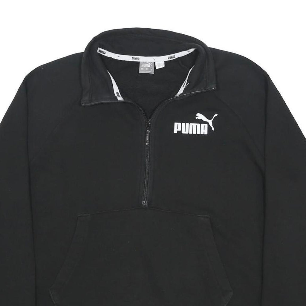 PUMA Womens Black Half Zip Sweatshirt M Cotton Blend Casual Sportswear