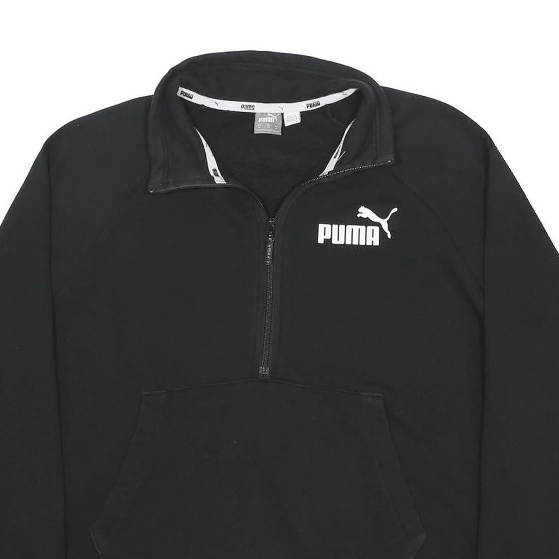 PUMA Womens Black Half Zip Sweatshirt M Cotton Blend Casual Sportswear