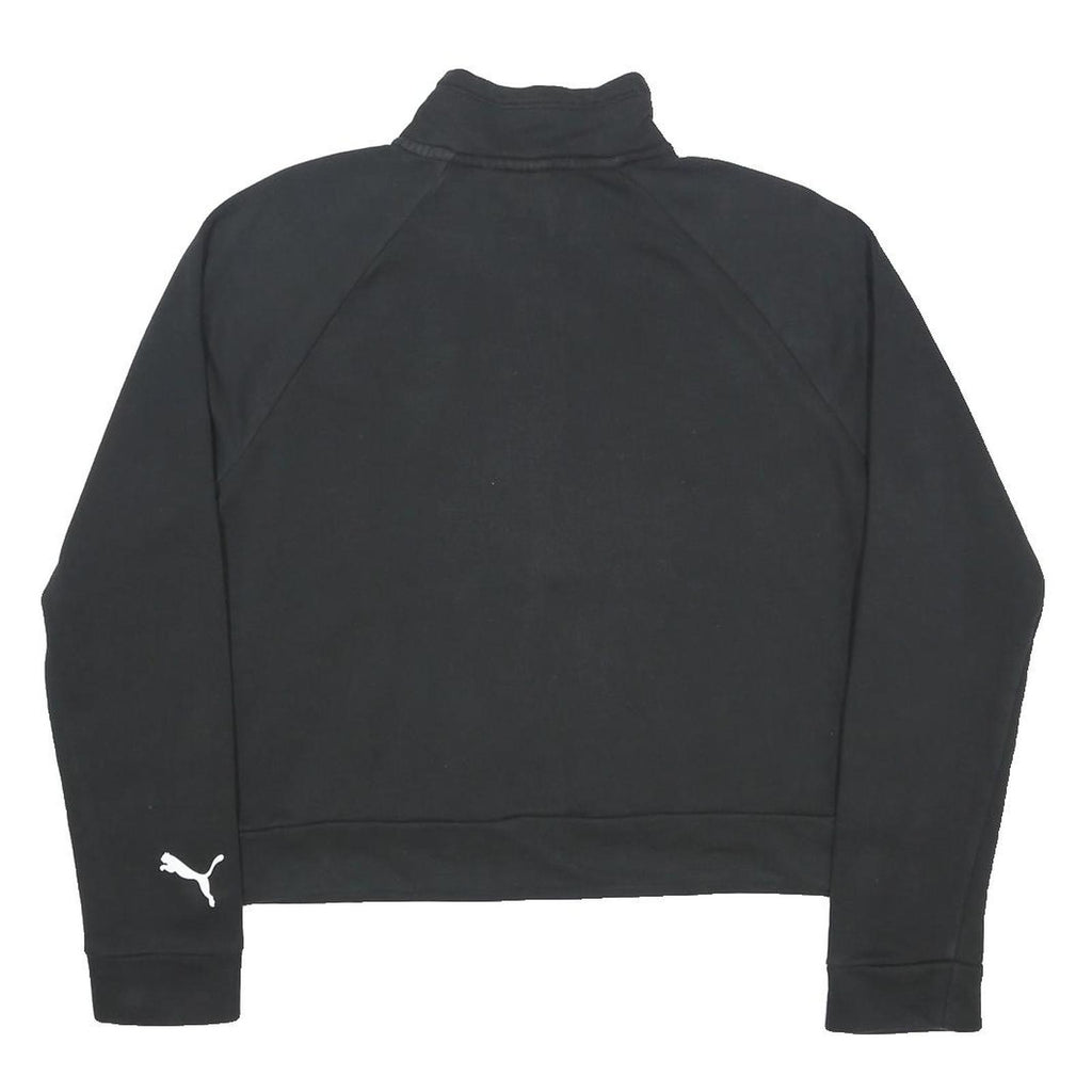PUMA Womens Black Half Zip Sweatshirt M Cotton Blend Casual Sportswear