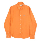 LACOSTE Mens Orange Linen Shirt L Button Down Collar Long Sleeve Casual
