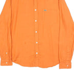 LACOSTE Mens Orange Linen Shirt L Button Down Collar Long Sleeve Casual