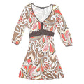 DOROTHY PERKINS Womens Brown & Red Floral Day Dress Cotton Blend Knee Length UK