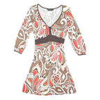 DOROTHY PERKINS Womens Brown & Red Floral Day Dress Cotton Blend Knee Length UK