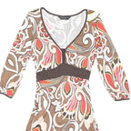 DOROTHY PERKINS Womens Brown & Red Floral Day Dress Cotton Blend Knee Length UK