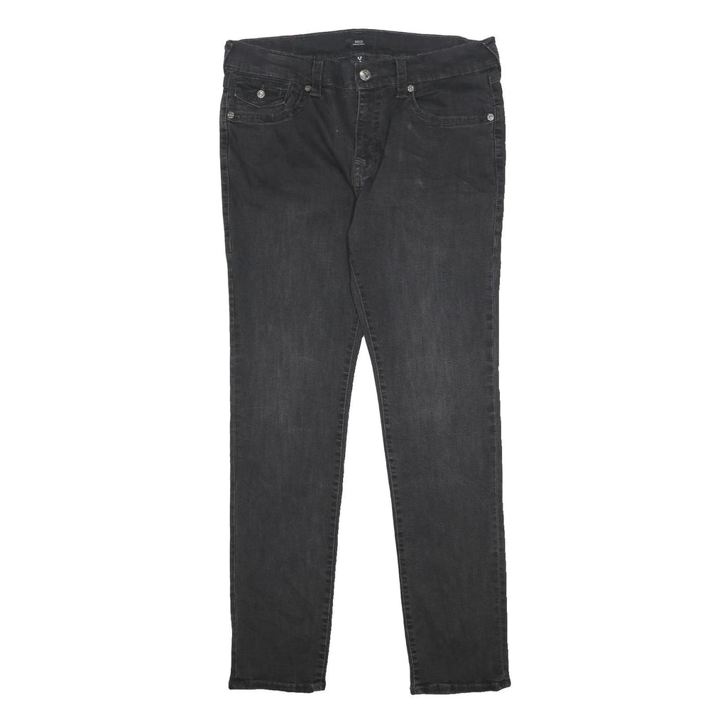 TRUE RELIGION Mens Slim Black Skinny Denim Cotton Blend Jeans W36 L33