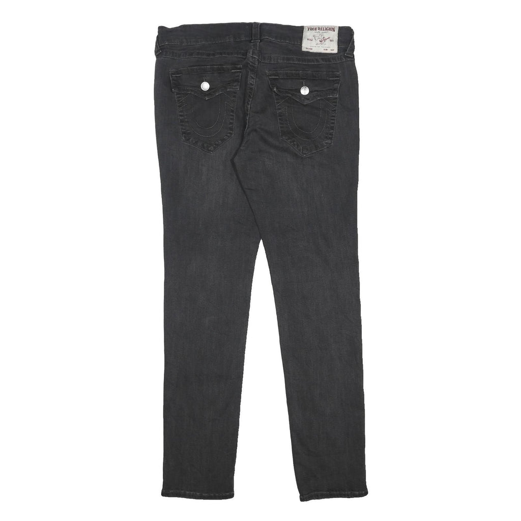 TRUE RELIGION Mens Slim Black Skinny Denim Cotton Blend Jeans W36 L33