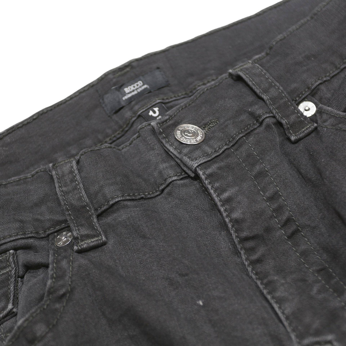 TRUE RELIGION Mens Slim Black Skinny Denim Cotton Blend Jeans W36 L33