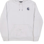 CARHARTT Womens White Hoodie S Logo Print Cotton Blend Pullover Casual