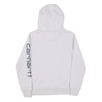 CARHARTT Womens White Hoodie S Logo Print Cotton Blend Pullover Casual
