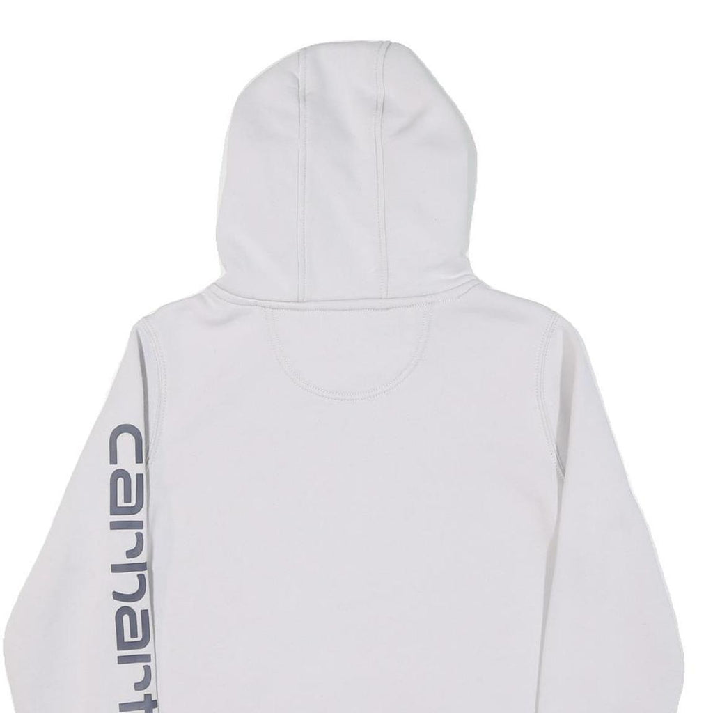 CARHARTT Womens White Hoodie S Logo Print Cotton Blend Pullover Casual