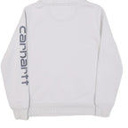 CARHARTT Womens White Hoodie S Logo Print Cotton Blend Pullover Casual