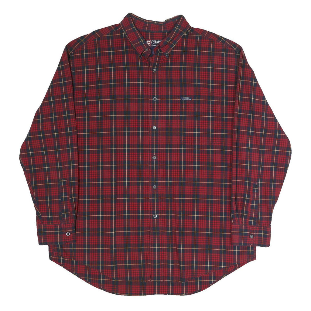 CHAPS RALPH LAUREN Mens Red & Navy Check Shirt XL Classic Cotton Casual