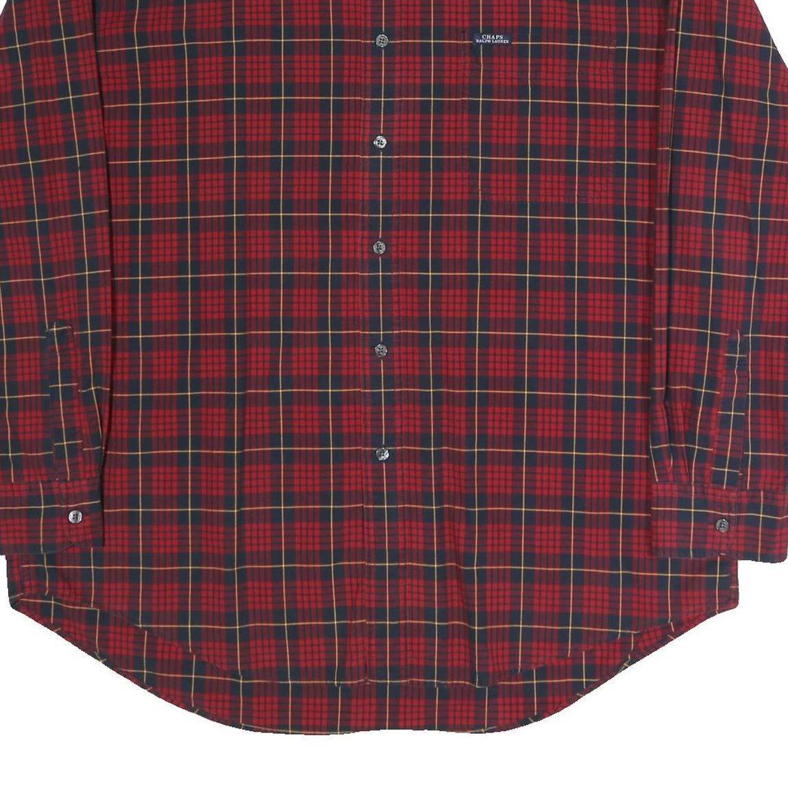 CHAPS RALPH LAUREN Mens Red & Navy Check Shirt XL Classic Cotton Casual