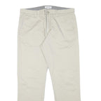 CALVIN KLEIN Mens Cotton Blend Beige Regular Straight Trousers W34 L30 Zip