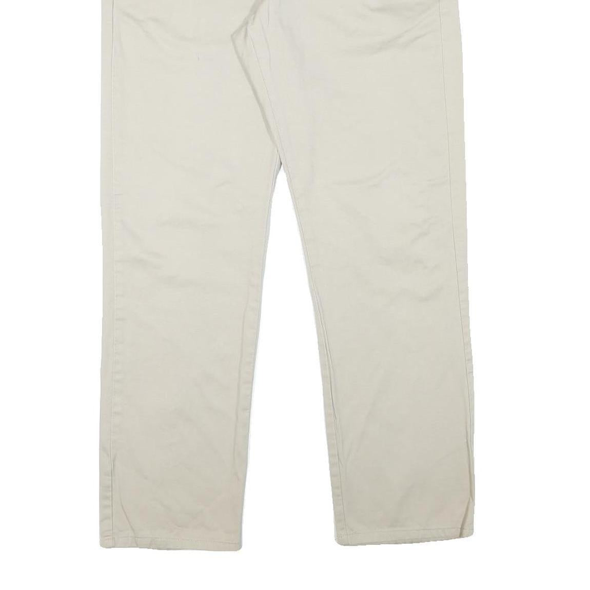 CALVIN KLEIN Mens Cotton Blend Beige Regular Straight Trousers W34 L30 Zip