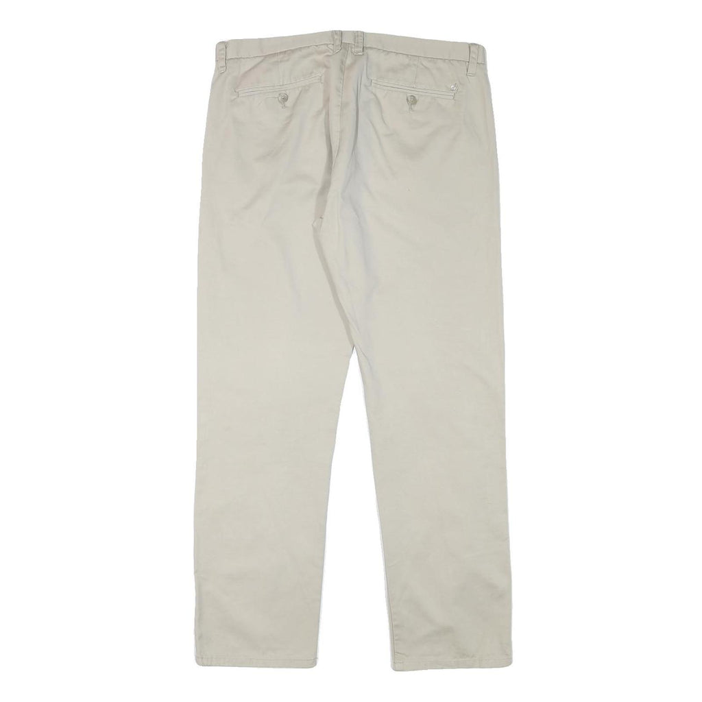 CALVIN KLEIN Mens Cotton Blend Beige Regular Straight Trousers W34 L30 Zip