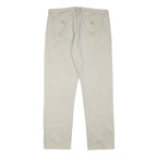 CALVIN KLEIN Mens Cotton Blend Beige Regular Straight Trousers W34 L30 Zip