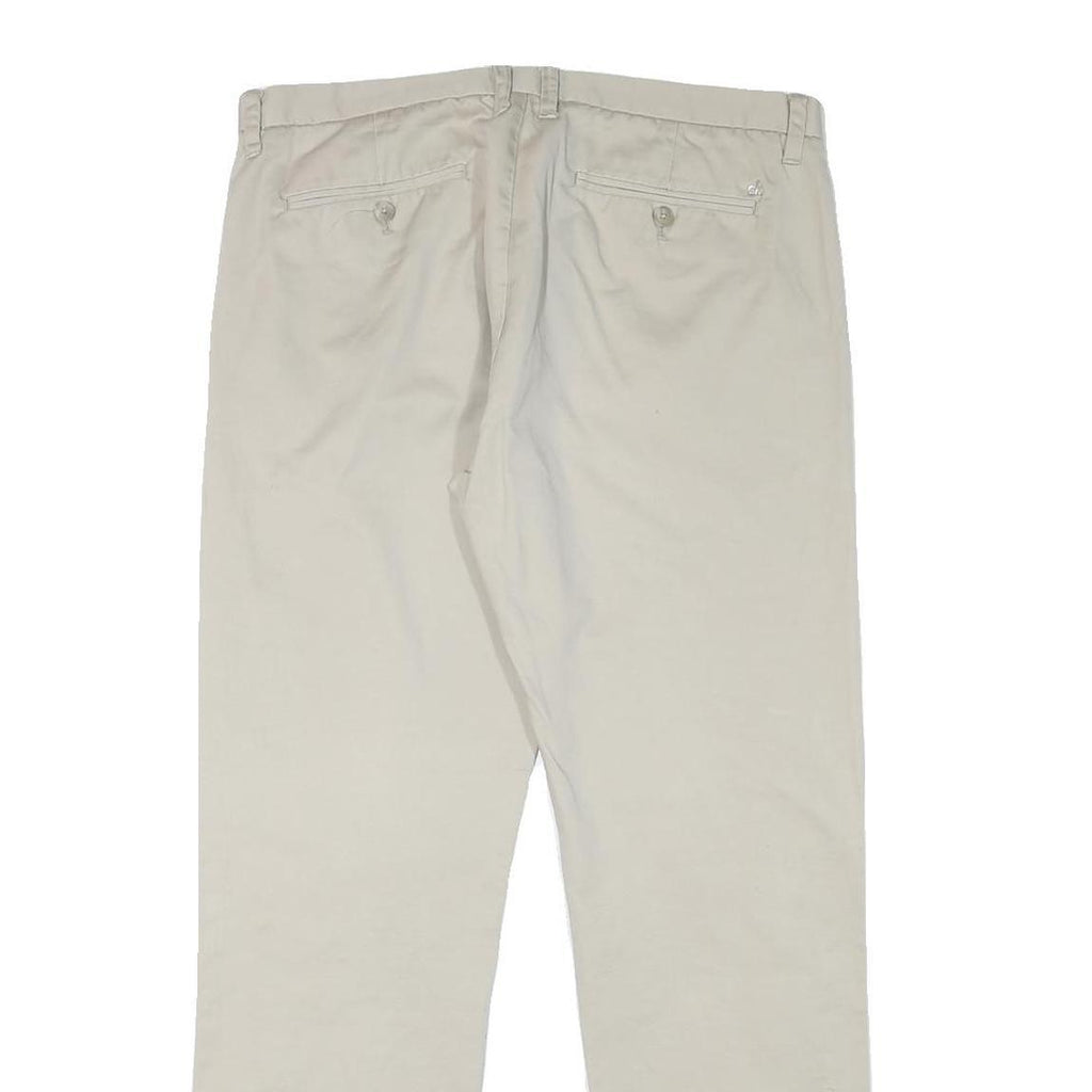 CALVIN KLEIN Mens Cotton Blend Beige Regular Straight Trousers W34 L30 Zip
