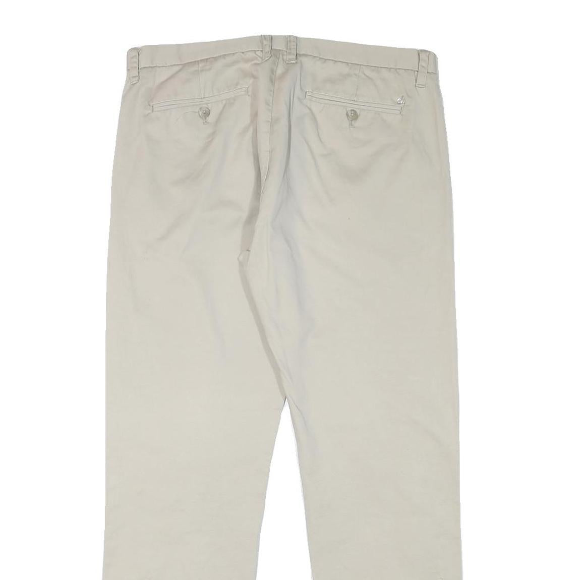 CALVIN KLEIN Mens Cotton Blend Beige Regular Straight Trousers W34 L30 Zip