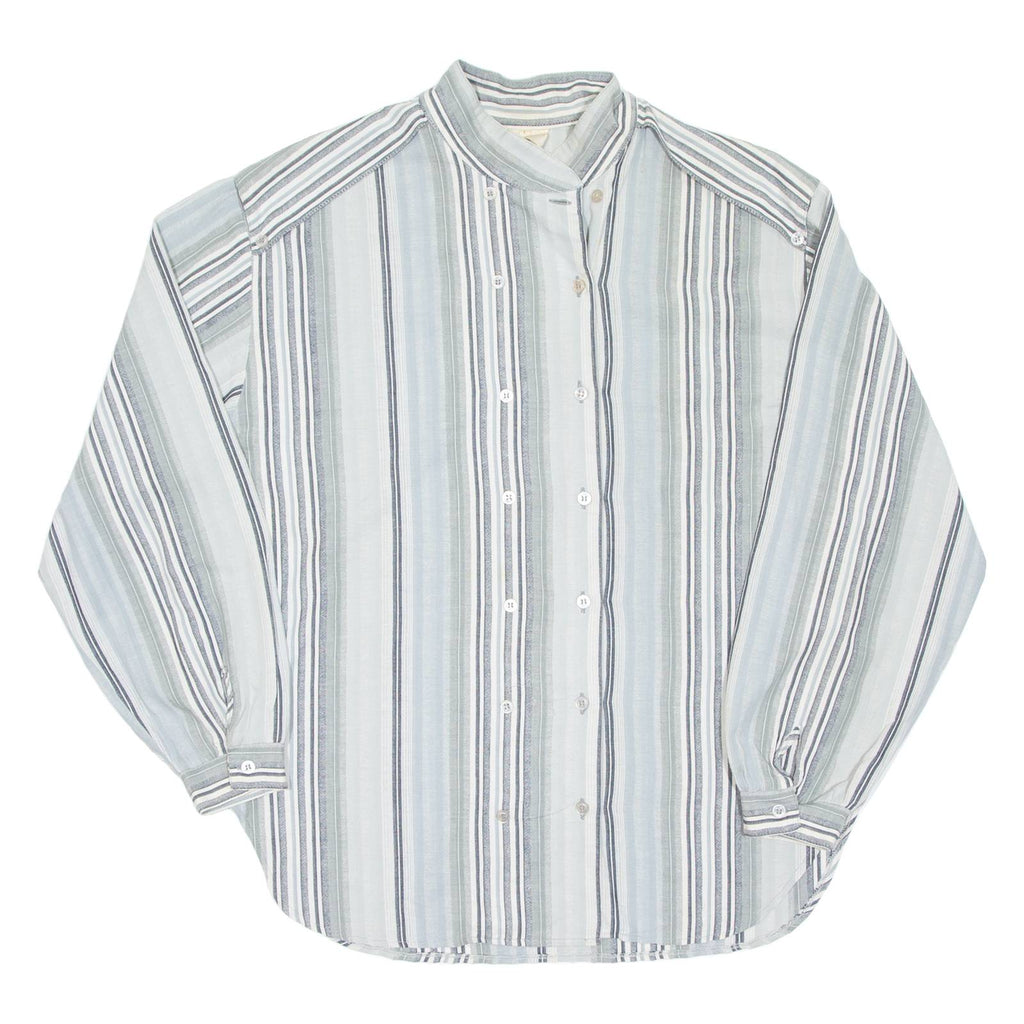 Womens Printed Blouse Blue Long Sleeve Striped L