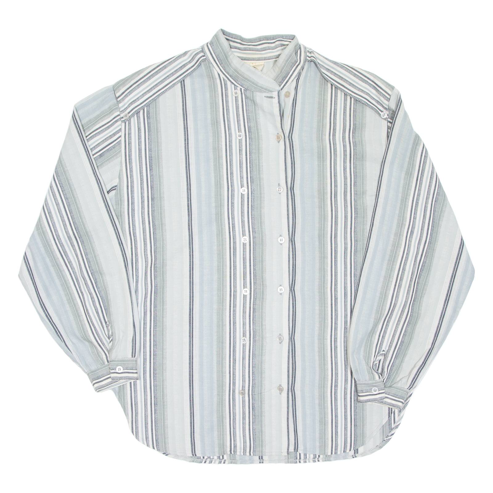 Womens Printed Blouse Blue Long Sleeve Striped L