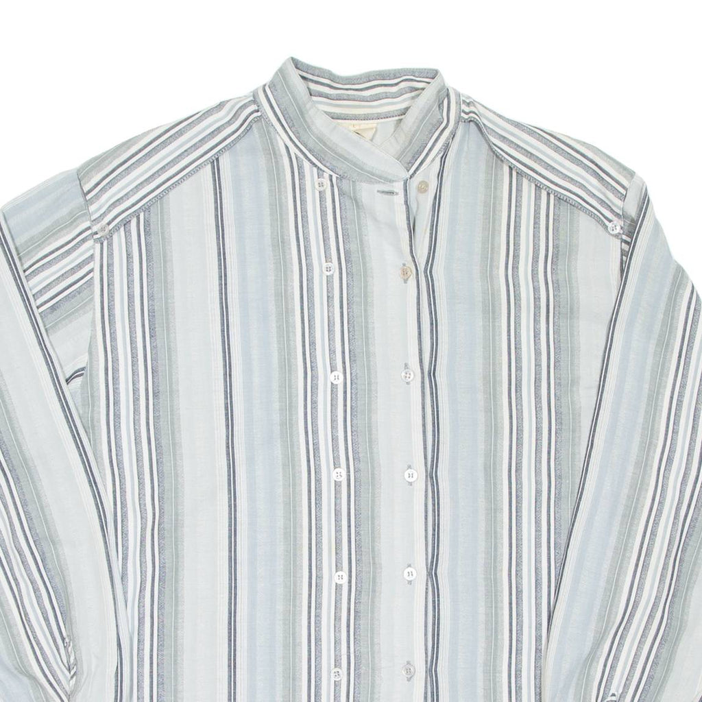 Womens Printed Blouse Blue Long Sleeve Striped L