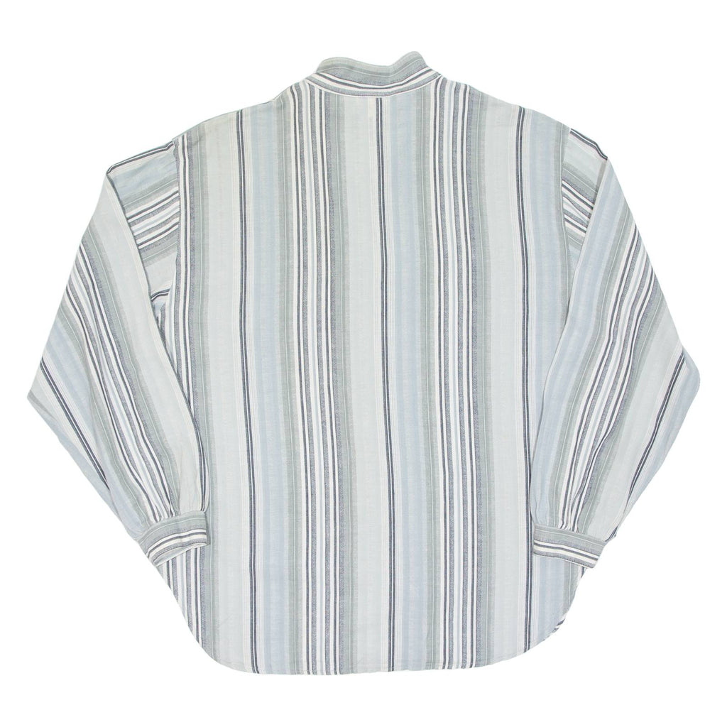Womens Printed Blouse Blue Long Sleeve Striped L