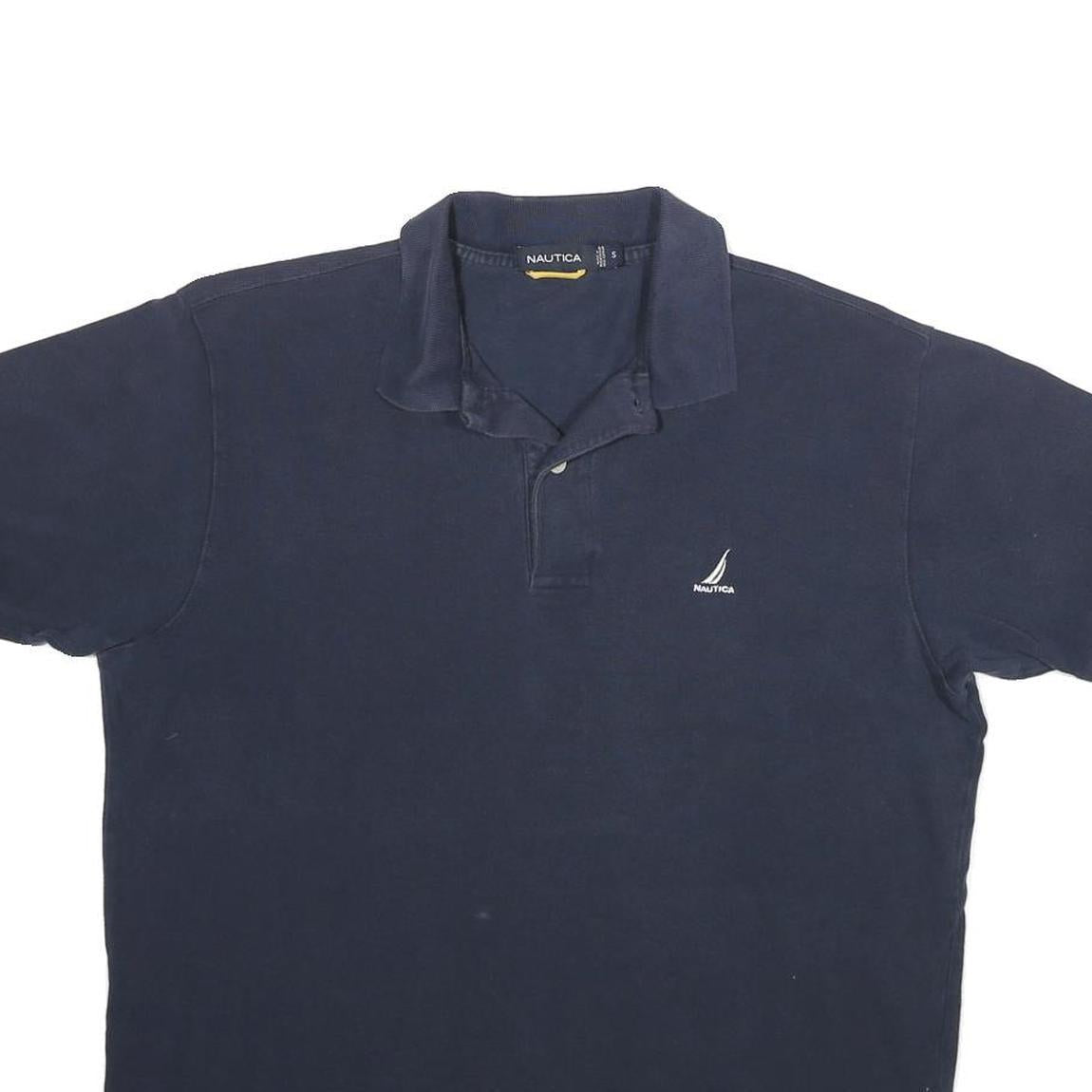 NAUTICA Mens Blue Short Sleeve Plain S Cotton Polo Shirt Casual Summer