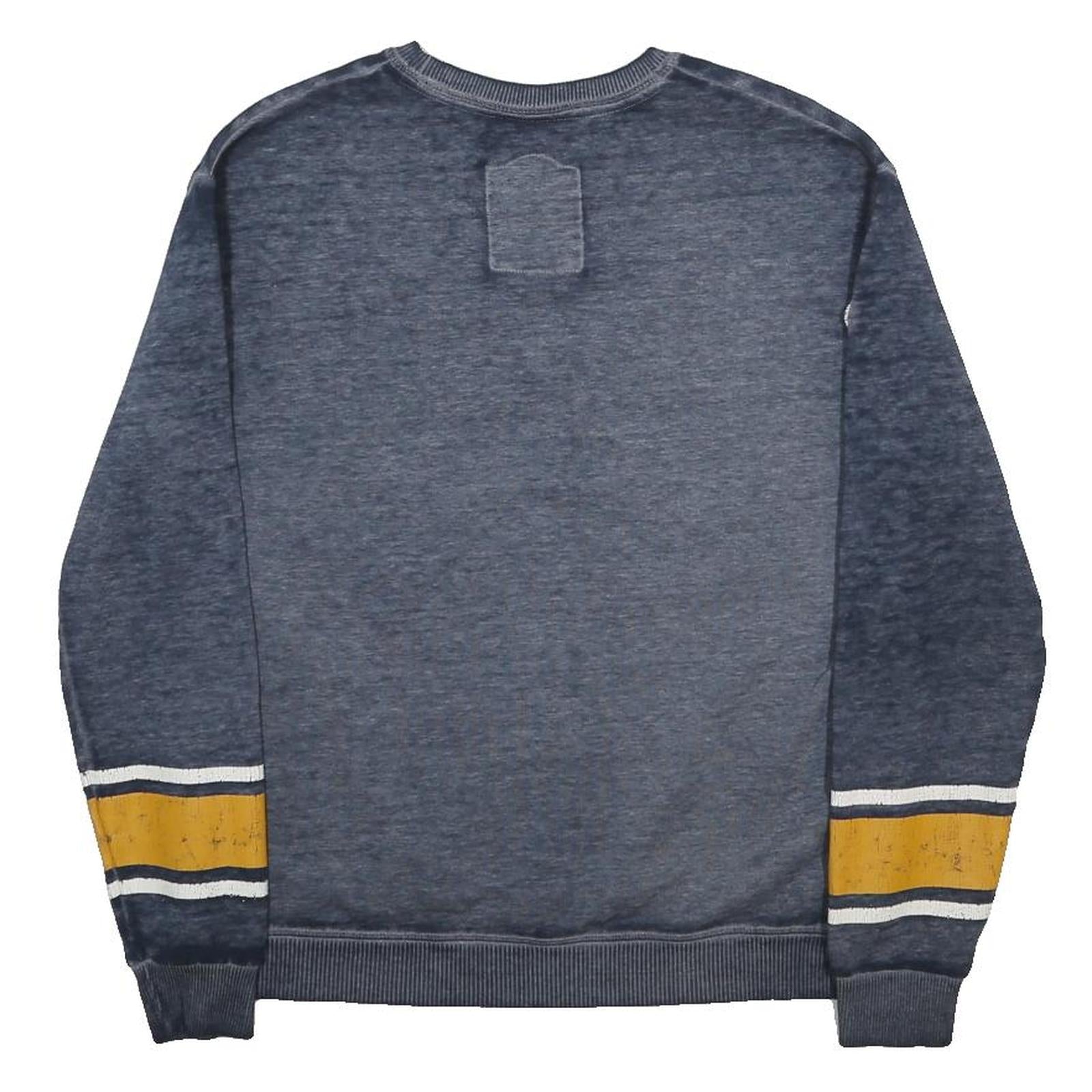 SUPERDRY Mens Blue Yellow Tri League Crew Neck M Sweatshirt Cotton Blend Casual