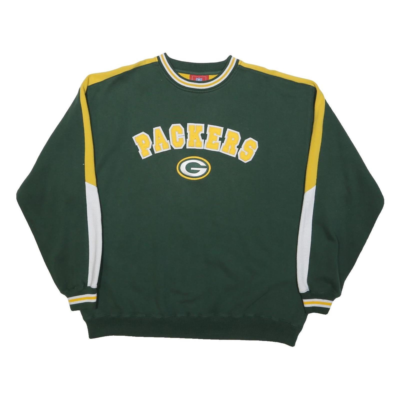 NFL Mens Green & Yellow Green Bay Packers Crew Neck XL Retro Sweatshirt