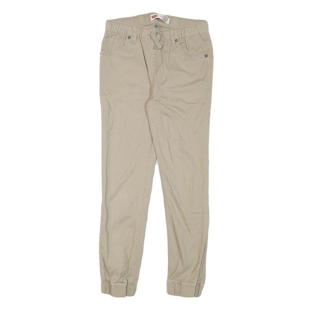 LEVI'S Boys Cotton Blend Beige Slim Drawstring Trousers W26 L25 Comfortable