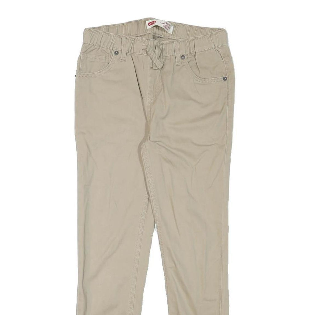 LEVI'S Boys Cotton Blend Beige Slim Drawstring Trousers W26 L25 Comfortable