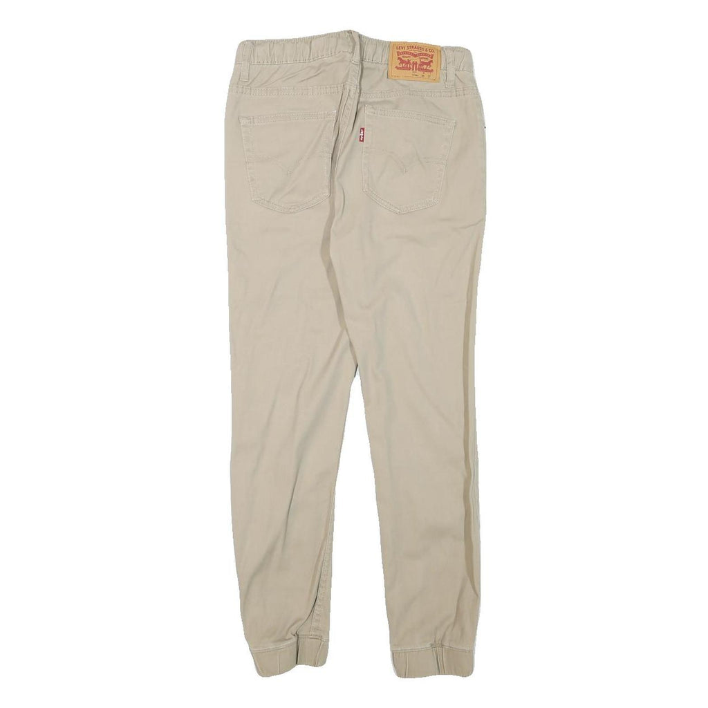LEVI'S Boys Cotton Blend Beige Slim Drawstring Trousers W26 L25 Comfortable