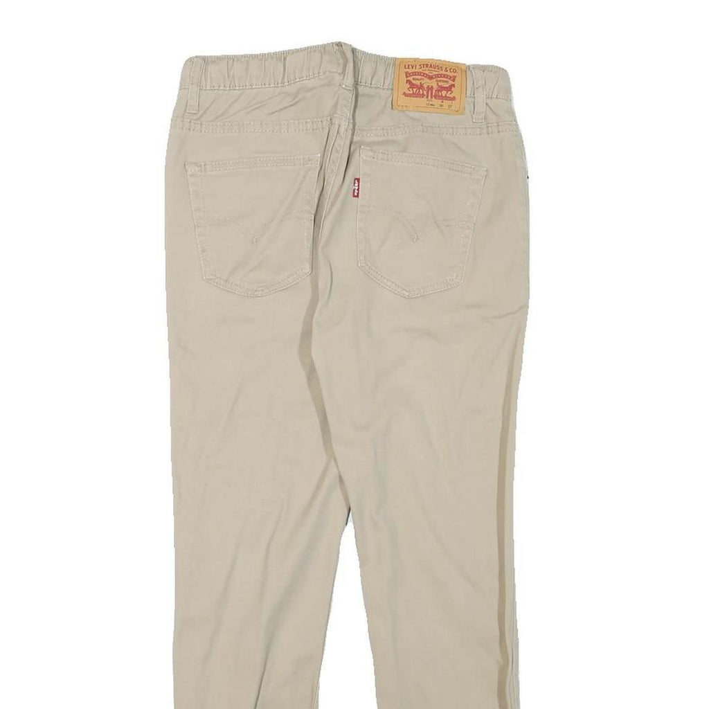 LEVI'S Boys Cotton Blend Beige Slim Drawstring Trousers W26 L25 Comfortable