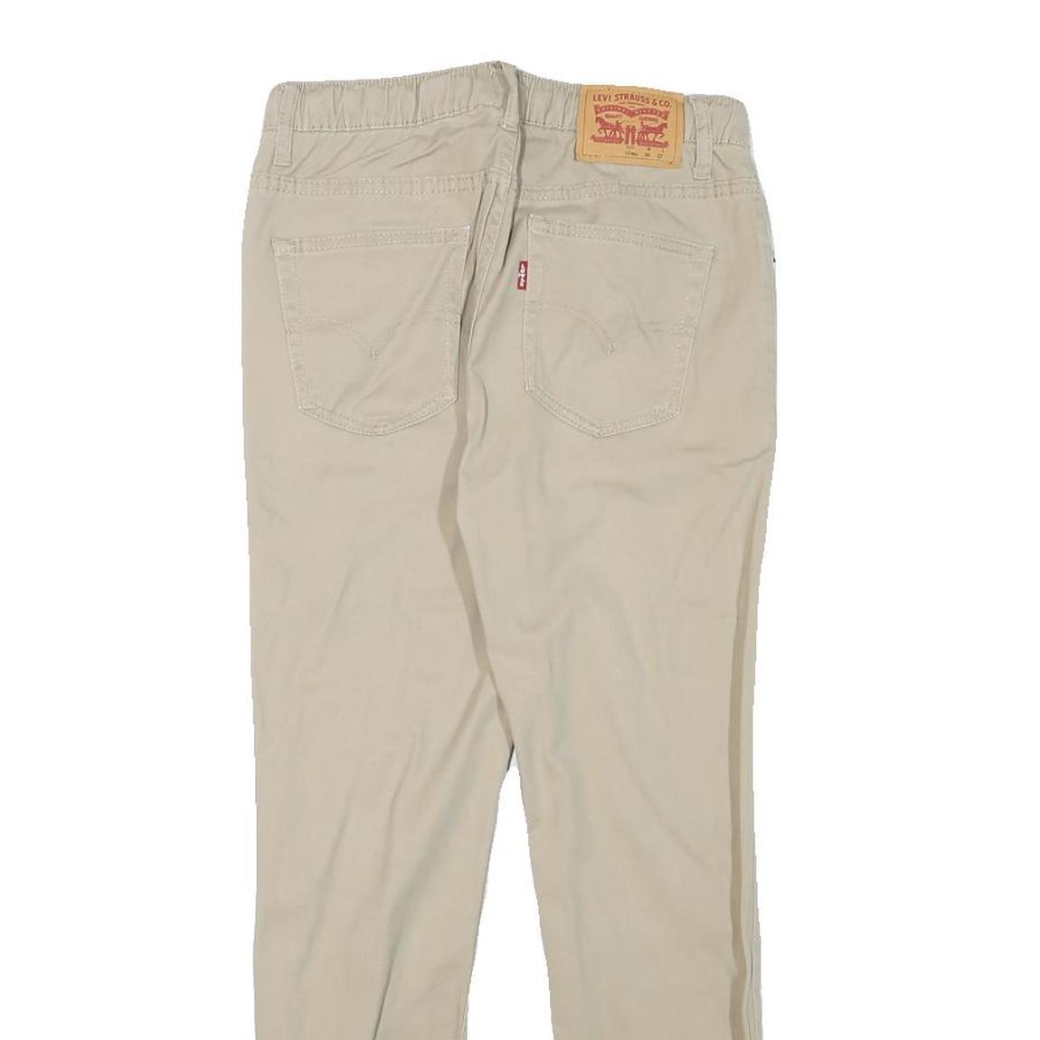 LEVI'S Boys Cotton Blend Beige Slim Drawstring Trousers W26 L25 Comfortable