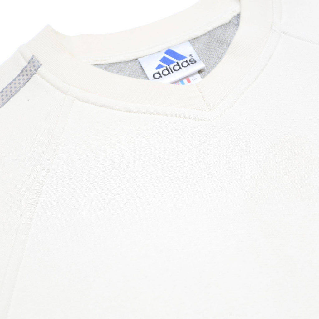 ADIDAS Womens White & Grey Sweatshirt Crew Neck L Cotton Blend Casual