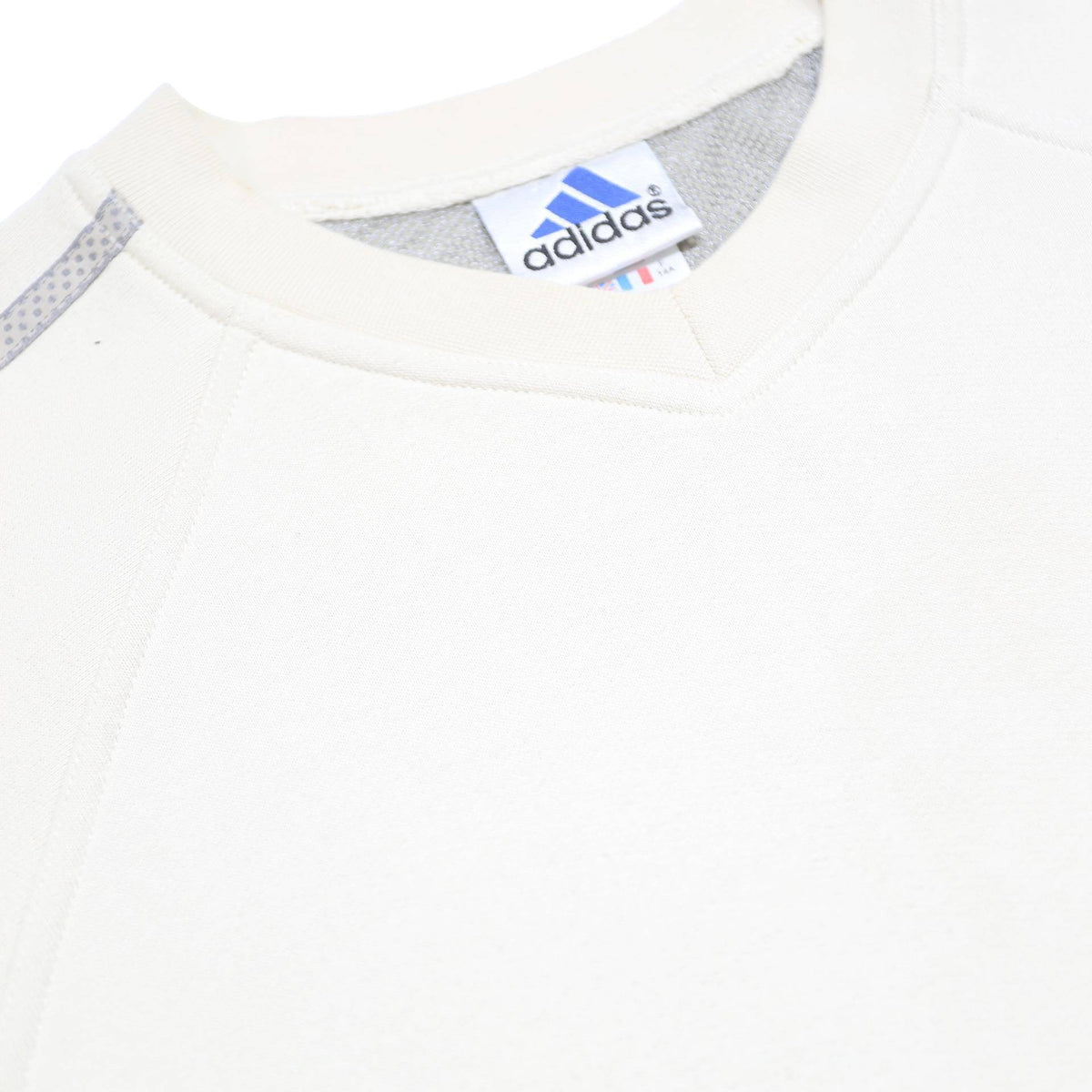 ADIDAS Womens White & Grey Sweatshirt Crew Neck L Cotton Blend Casual