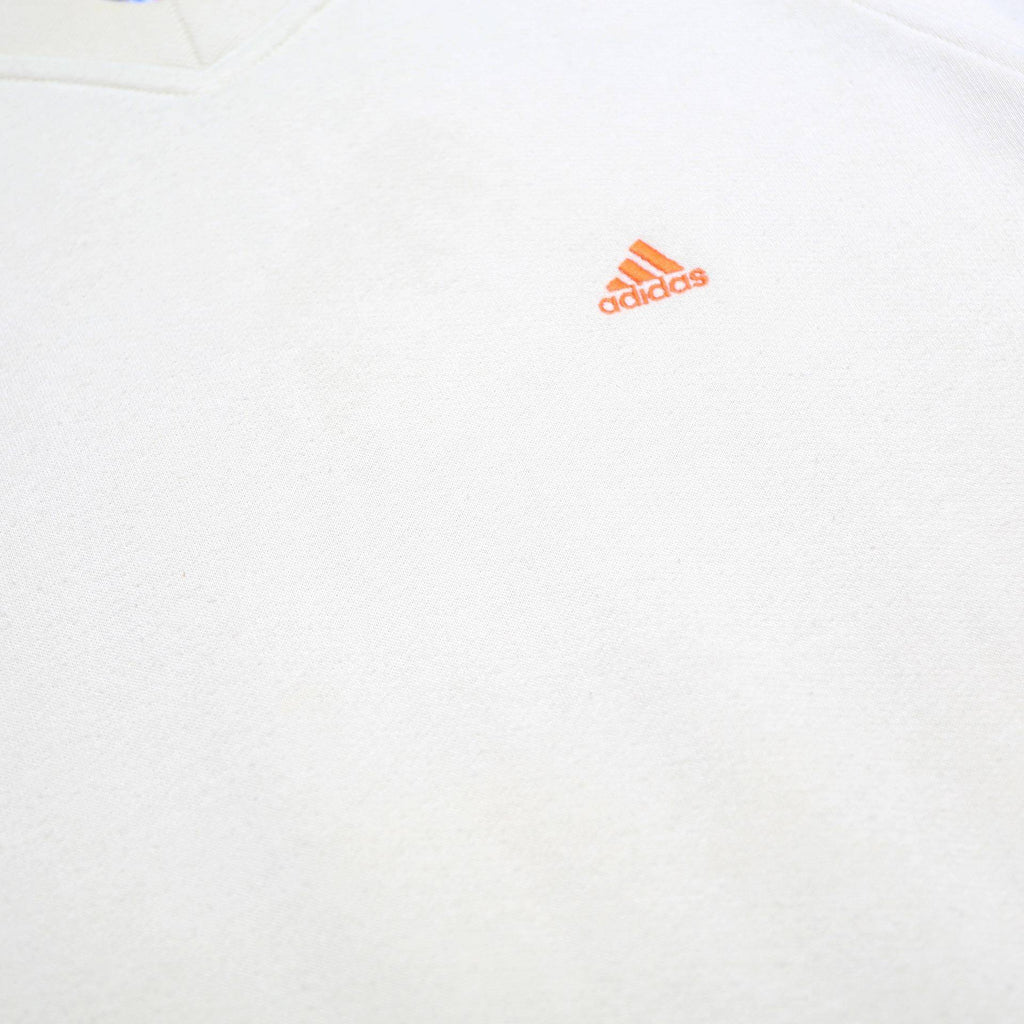 ADIDAS Womens White & Grey Sweatshirt Crew Neck L Cotton Blend Casual