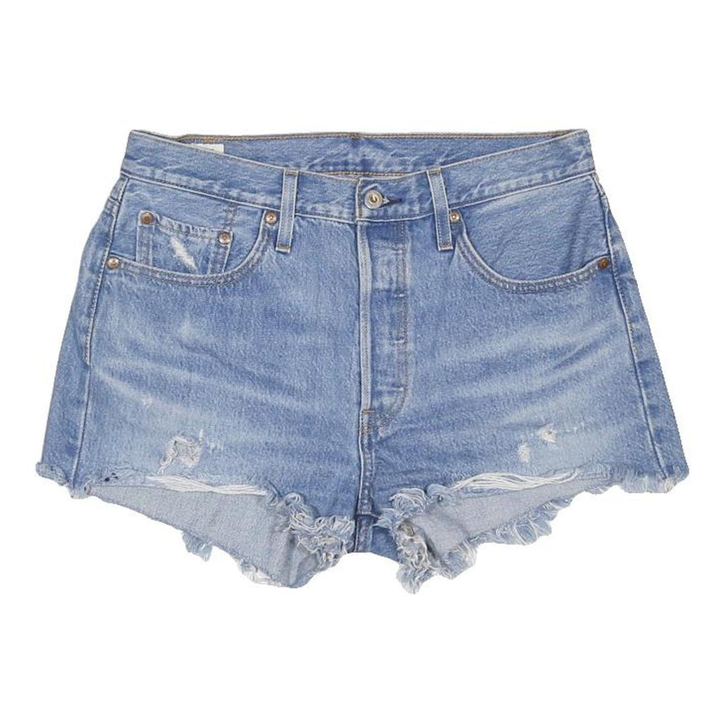 LEVI'S Womens Shorts Blue Denim Casual Cut-Off M W30 Frayed Hem Distressed