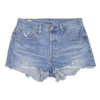 LEVI'S Womens Shorts Blue Denim Casual Cut-Off M W30 Frayed Hem Distressed
