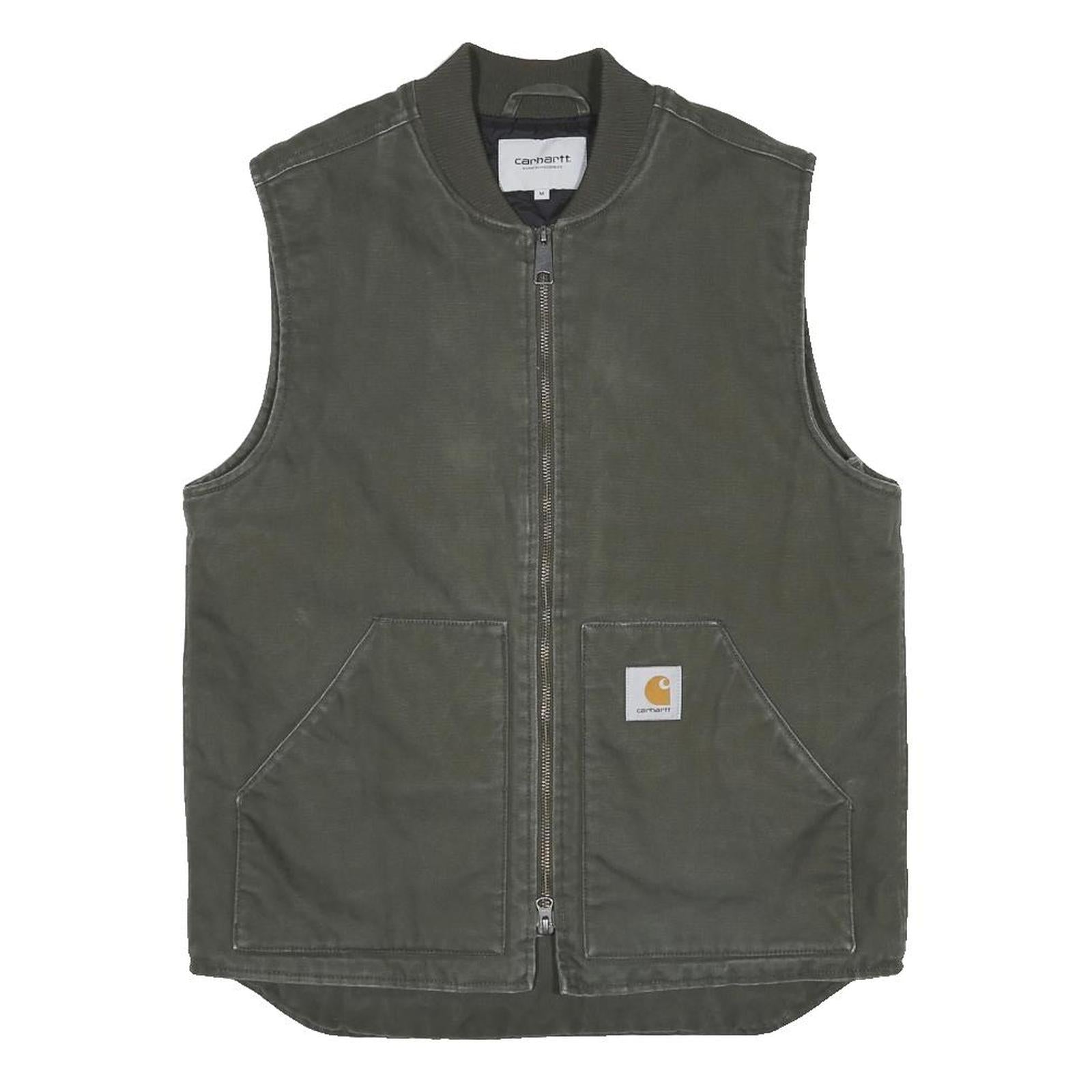 CARHARTT WIP Mens Green Workwear Jacket M Cotton Blend Woven Zip Sleeveless