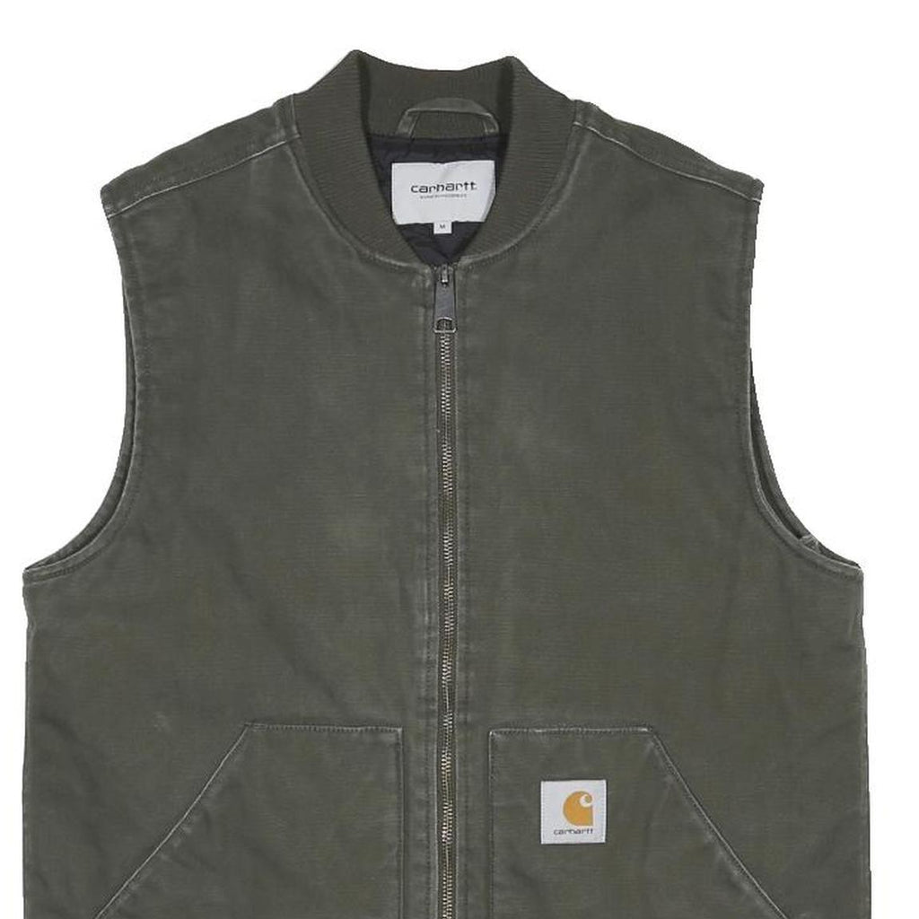 CARHARTT WIP Mens Green Workwear Jacket M Cotton Blend Woven Zip Sleeveless