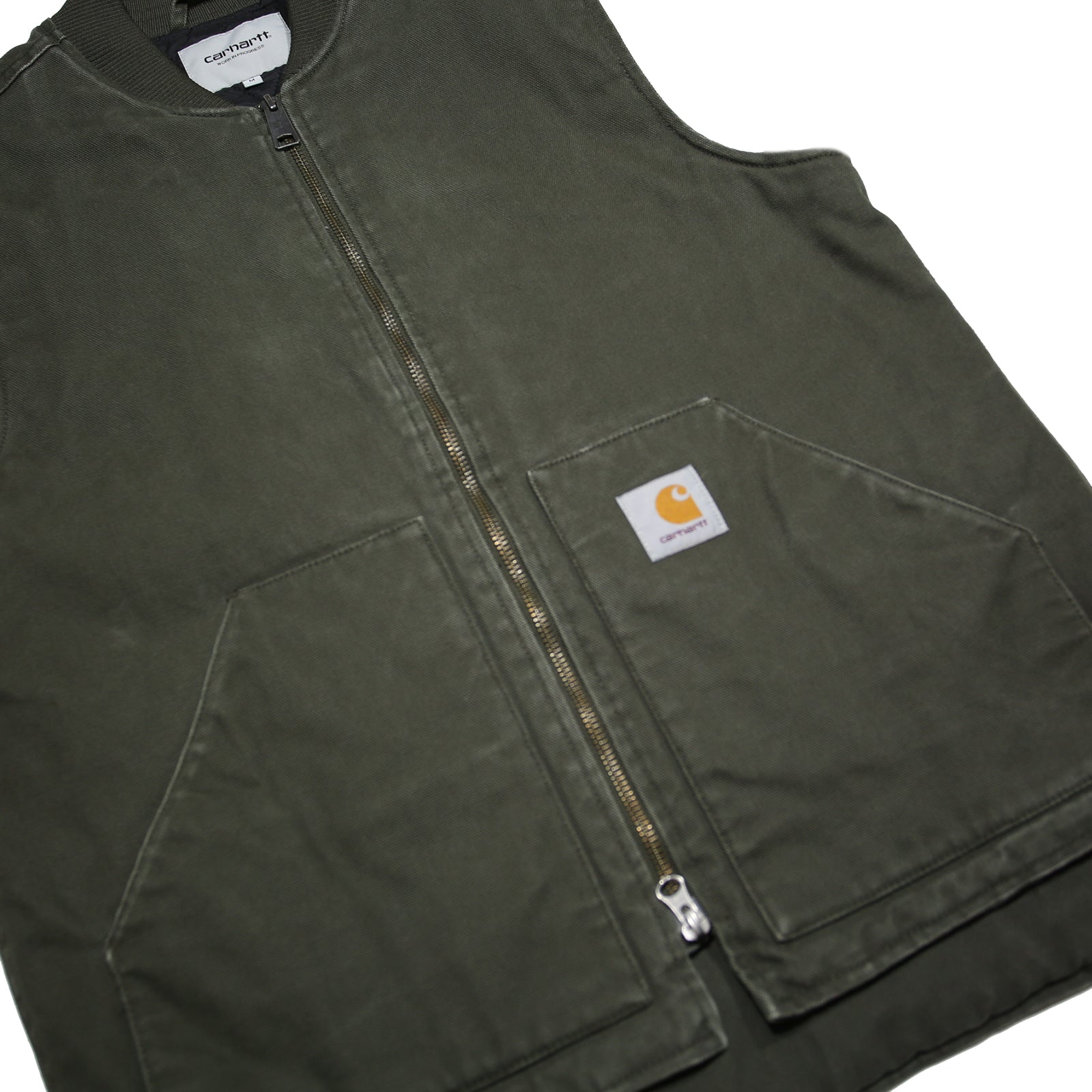 CARHARTT WIP Mens Green Workwear Jacket M Cotton Blend Woven Zip Sleeveless