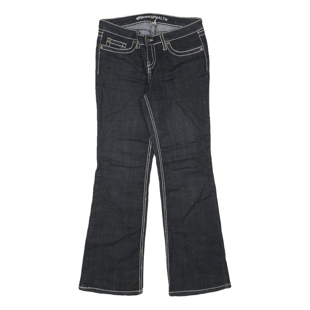 BLUE ASPHALT Womens Jeans Blue Regular Flared Denim Dark W31 L29 Contrast