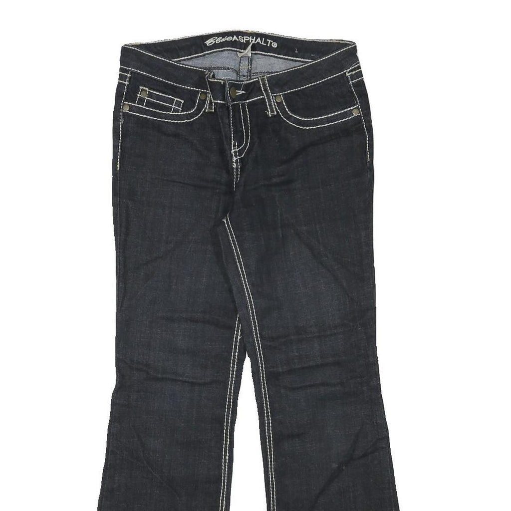 BLUE ASPHALT Womens Jeans Blue Regular Flared Denim Dark W31 L29 Contrast