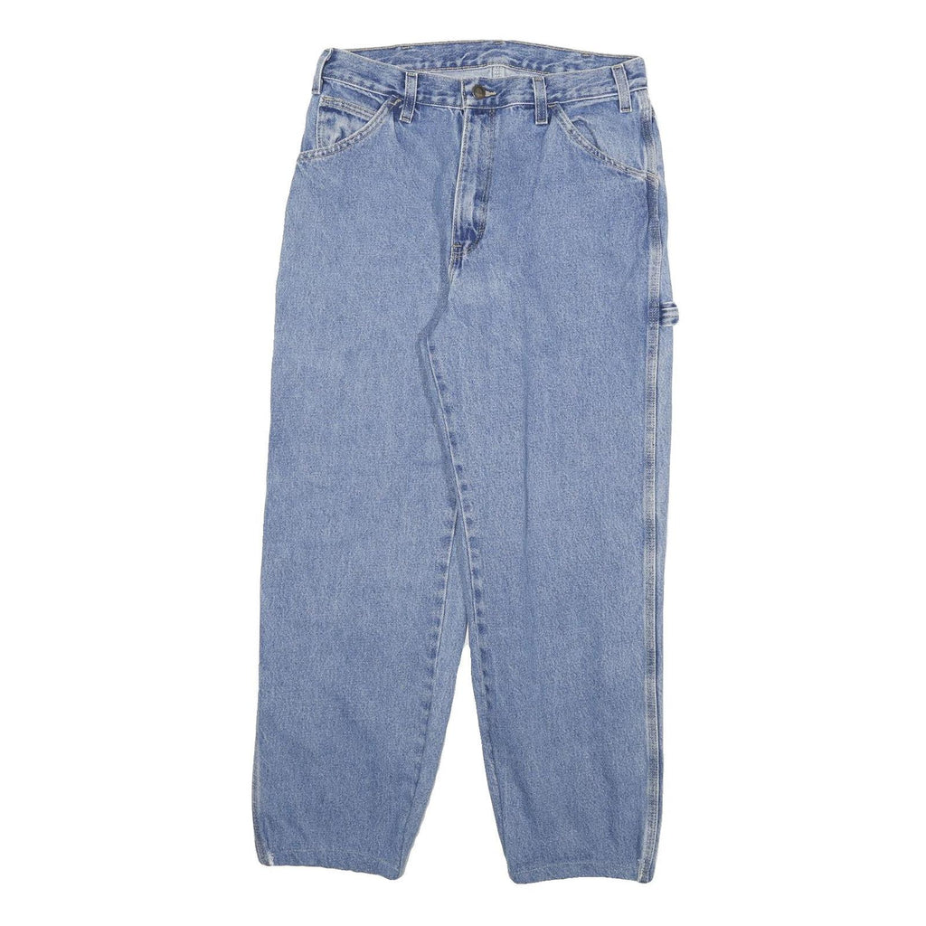 DICKIES Mens Jeans Blue Relaxed Loose Denim Rinse W29 L26 Workwear Zip Pocket
