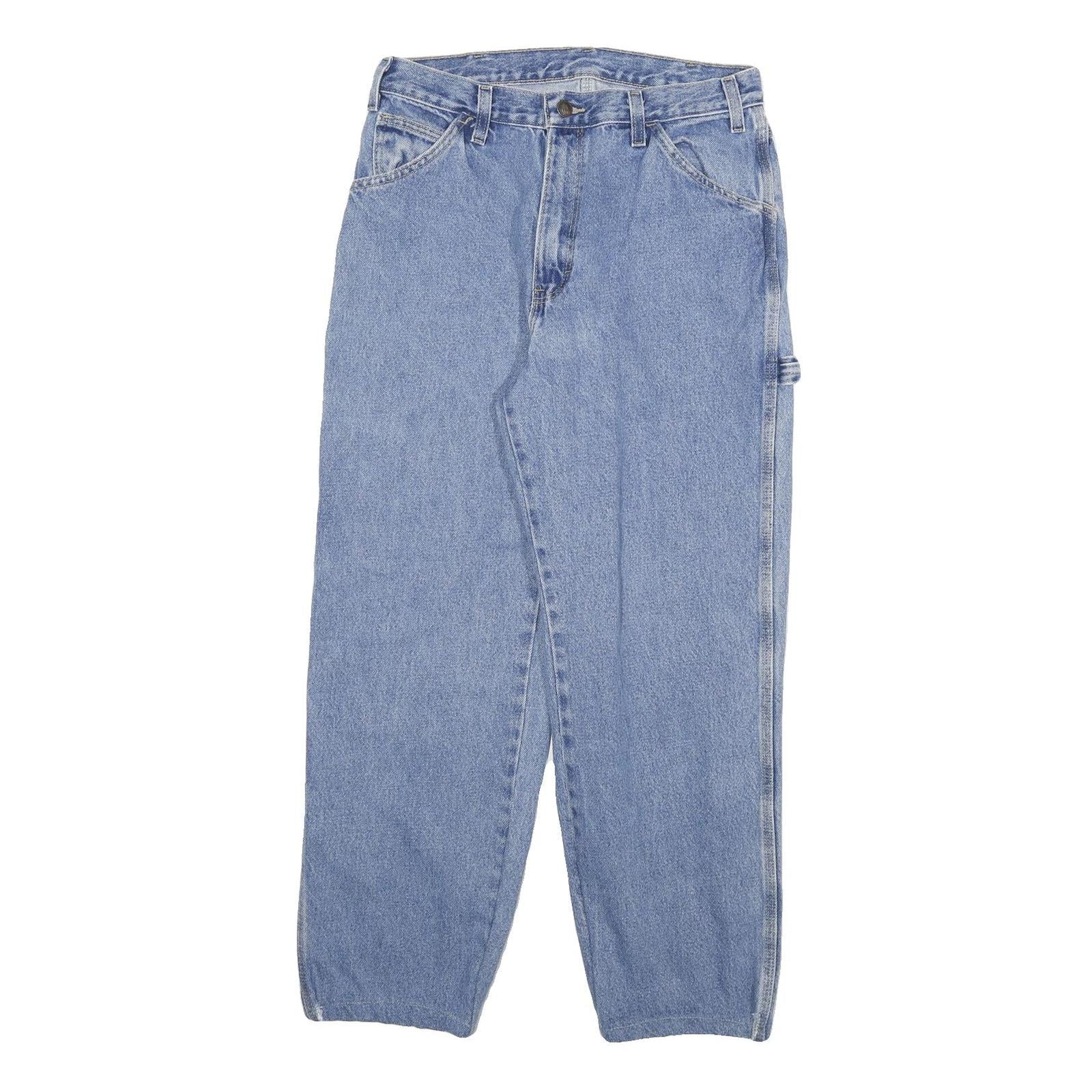 DICKIES Mens Jeans Blue Relaxed Loose Denim Rinse W29 L26 Workwear Zip Pocket